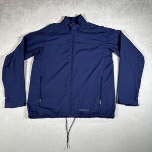 Marmot Full Zip Jacket Men Size L Blue Embroidered NBC Universal Zipped Pockets